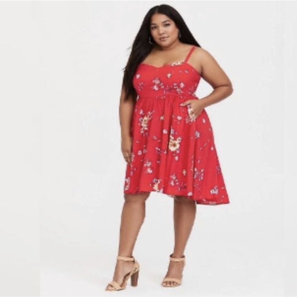 Torrid Challis Floral Hi-Lo Skater Dress with pockets!
